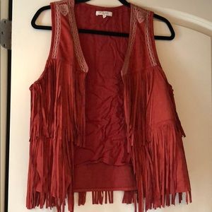 NWOT Red leather vest